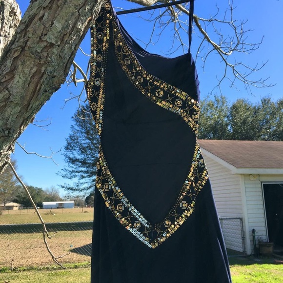 Formal dress Navy Blue w/ gold trim