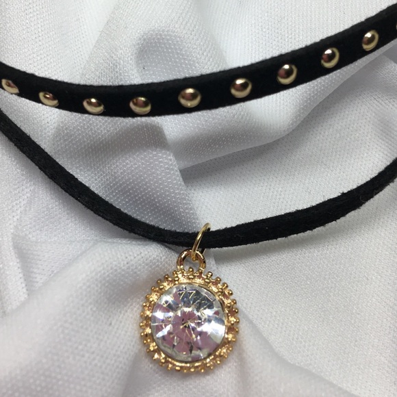 💕Only ONE left!💕Double Choker with Gold Pendant - Picture 2 of 3