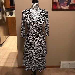Black and white wrap dress