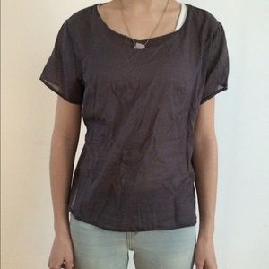 Sheer Slate Grey American Apparel Blouse | XS