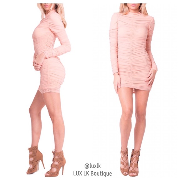 LAST // Blush Scrunch LS Bodycon Dress