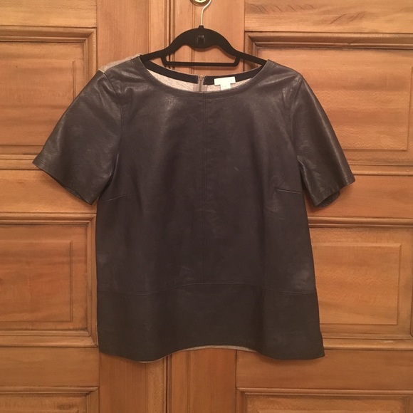 Leather jcrew top