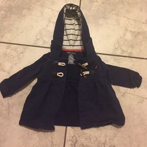 Navy light spring jacket with hood