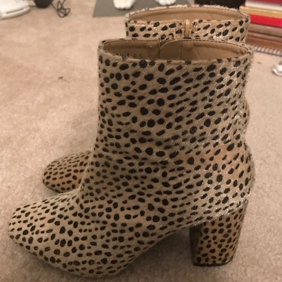 Faux Fur Leopard Ankle Boots