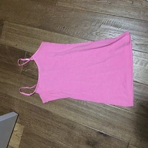 Pink tank top with shelf bra