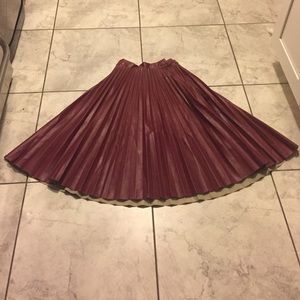Burgundy pleated skirt