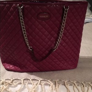 Leather coach tote bag.