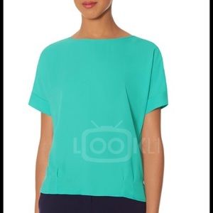 Slouchy Woven Front Top in Teal by The Limited