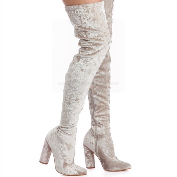 Crush Velvet Thigh High Boots