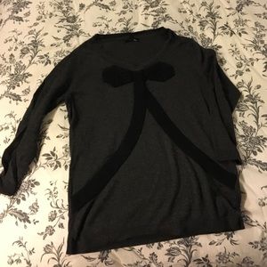 Grey and black bow sweater