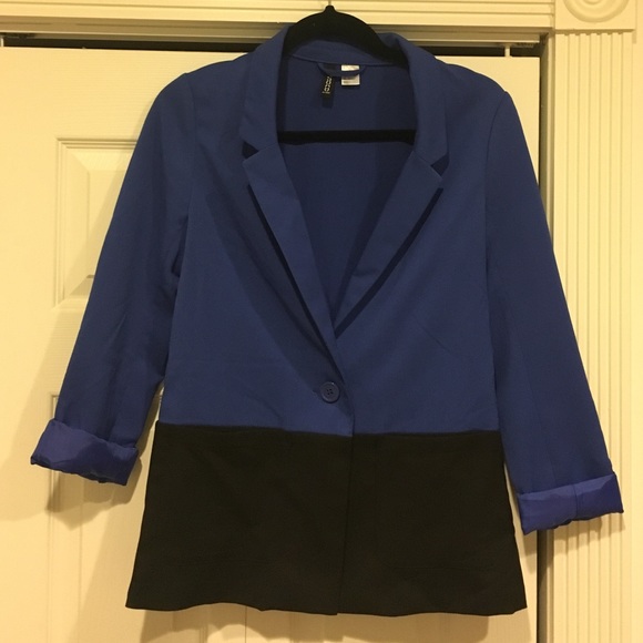 black and blue single buttoned h&m blazer - Picture 1 of 2