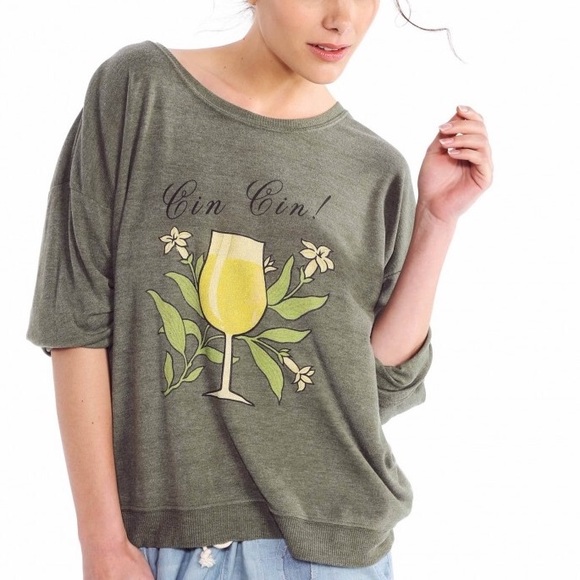 Wildfox Tops - Wildfox Cin Cin Champagne Glass Oversize Top