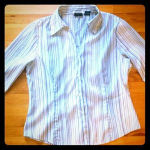 Striped blue button down Blouse