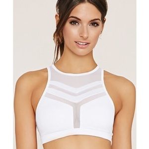 Forever 21 White Mesh Sports Bra
