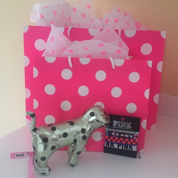 New VS PINK MINI DOG W/FREE HAIR TIES