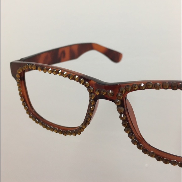 Glassless bling eye glasses frame crystal studded