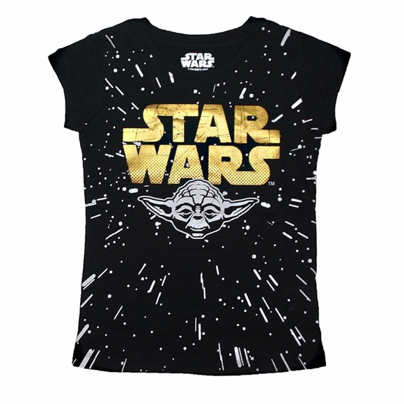 Black and Gold Kids Star Wars T-Shirt - Picture 2 of 5
