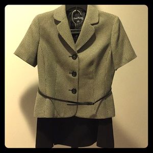 Short-Sleeve Black Print Evan Picone Suit