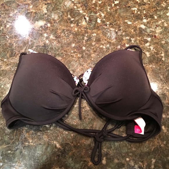 Black Bathing Suit Top- Multicolored Seam