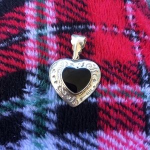 Sterling Silver/Black Onyx Puffed Heart Pendant
