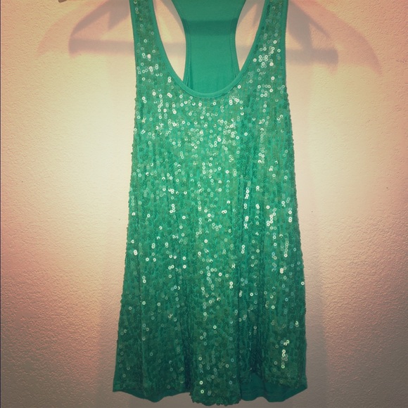 Mermaid emerald green racerback tank sequin