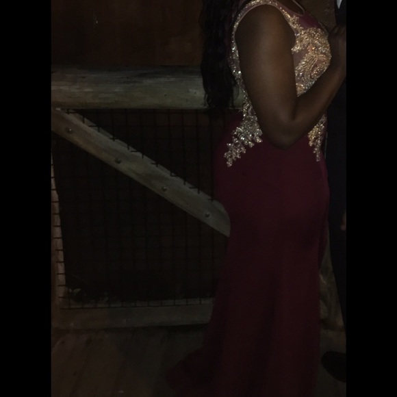 Burgundy Prom Dress - Picture 3 of 4