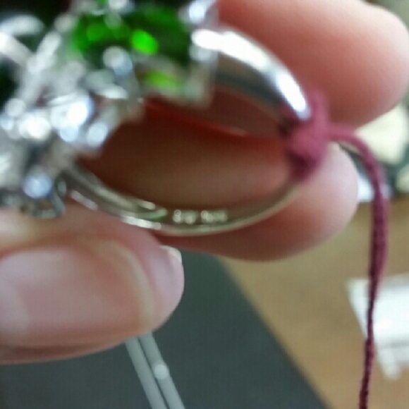 SOLD Huge Chrome Diopside White Topaz Silver Ring - Picture 4 of 4