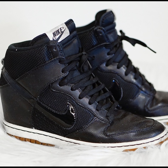 Black Nike Sky High Dunks hidden wedge sneaker Black Nike Sky High Dunks hidden wedge sneaker