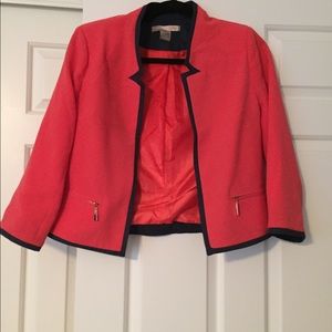 Coral and navy blazer