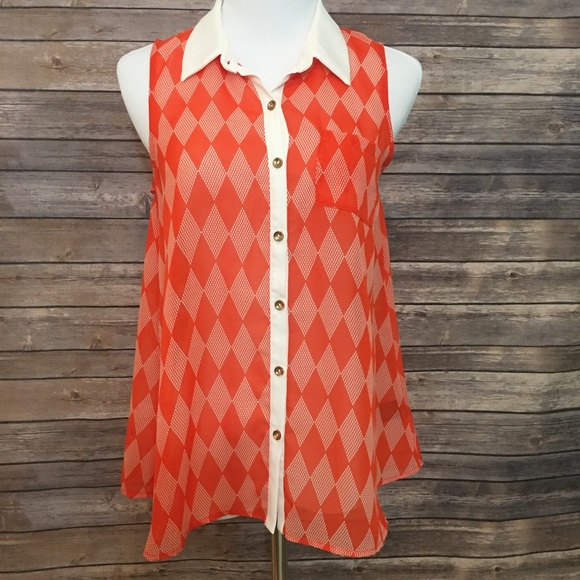 Vibrant Orange Colored Blouse ~ Sz Large ~ EUC