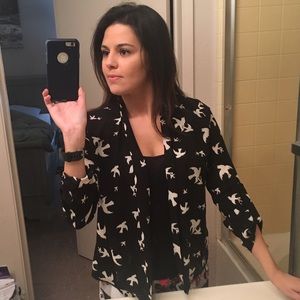 Black satin blouse for work or casual