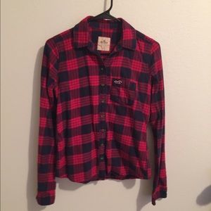 Hollister Red Button-up Flannel (Small)