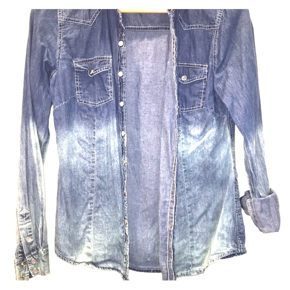 Ombré denim pearl snap shirt