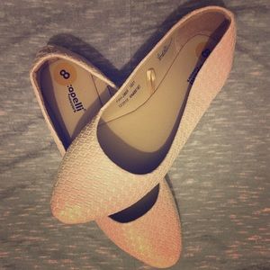 Cream woven textured flats