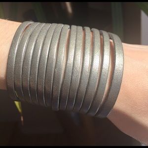 Pewter Leather Cuff Bracelet