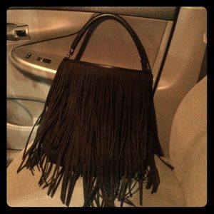 Black fringe express purse