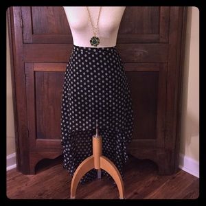 SOLD Black & Tan polka dot high low skirt