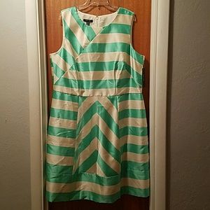Mint & cream stripe/chevron dress. NWT