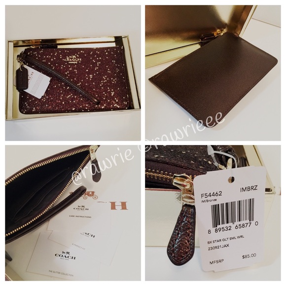 SALE Coach bronze glitter wristlet & gift box - Picture 2 of 3