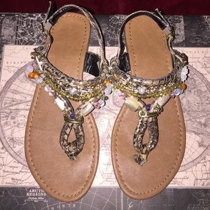 Beading w/ snake skin sandals