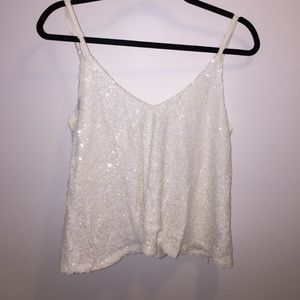 Tobi White Sequin Crop Top