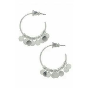 Stella & Dot Small Silver Circle Fringe Hoops