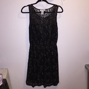 Black and Gold Lace Dress
