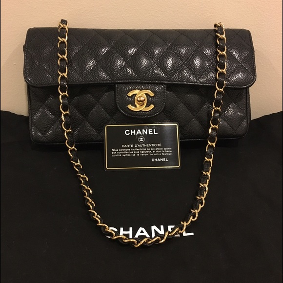 Authentic- CHANEL Black Caviar Small Handbag