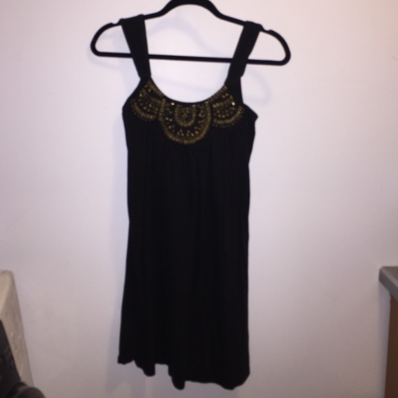 Black Dress with Gold Studded Detail