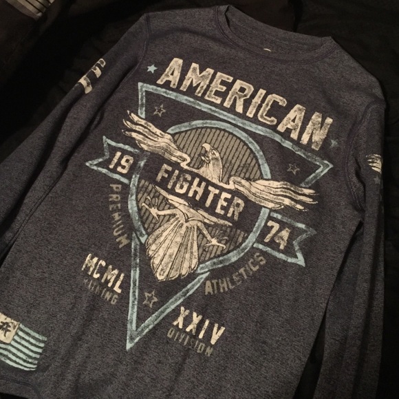 Blue American fighter shirt