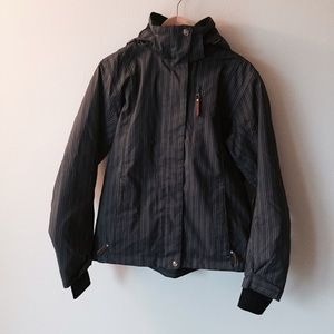 Grey striped ski jacket