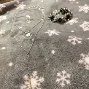 Silver feather jewelry bundle