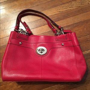 Coach Red Pebbled Leather Satchel