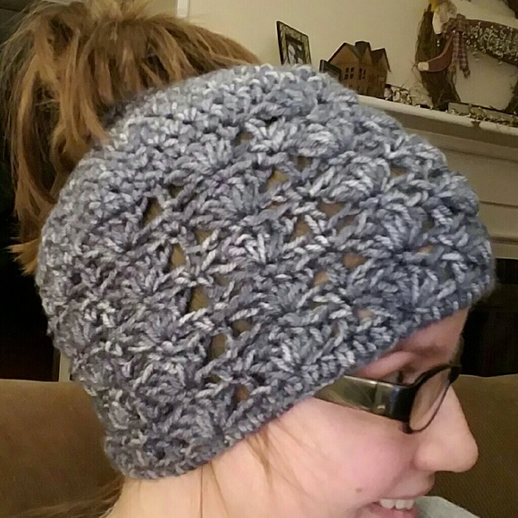 Crochet Messy Bun Beanie